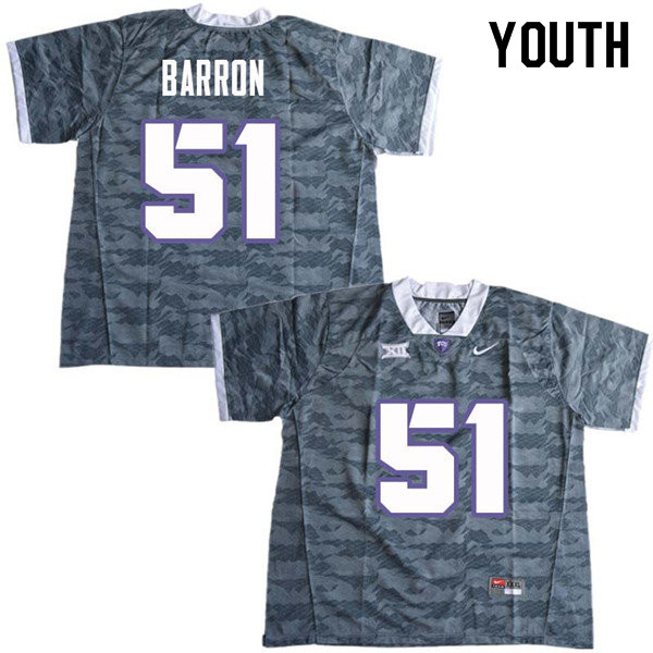 Youth #51 Harrison Barron TCU Horned Frogs College Football Jerseys Sale-Gray - Click Image to Close